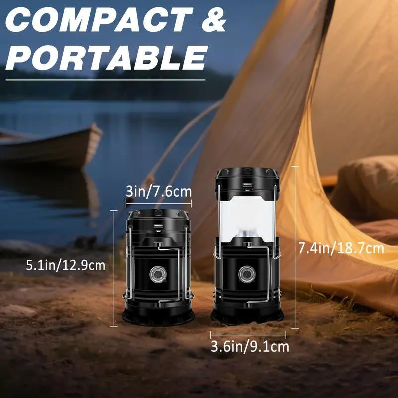 4-Pack Collapsible Portable LED Camping Lantern Lightweight Waterproof Solar USB Rechargeable LED Flashlight Survival Kits for Indoor Outdoor Home Emergency Light Power Outages Hiking，Perfect for Power Outages, Hiking, Campsites, Emergencies