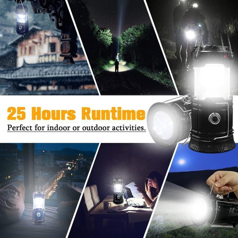4-Pack Collapsible Portable LED Camping Lantern Lightweight Waterproof Solar USB Rechargeable LED Flashlight Survival Kits for Indoor Outdoor Home Emergency Light Power Outages Hiking，Perfect for Power Outages, Hiking, Campsites, Emergencies